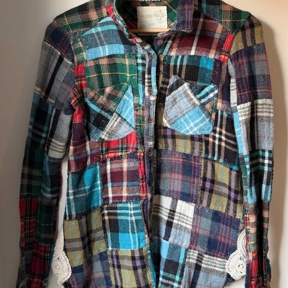 We The Free Patchwork Flannel Shirt- SM - Picture 4 of 4